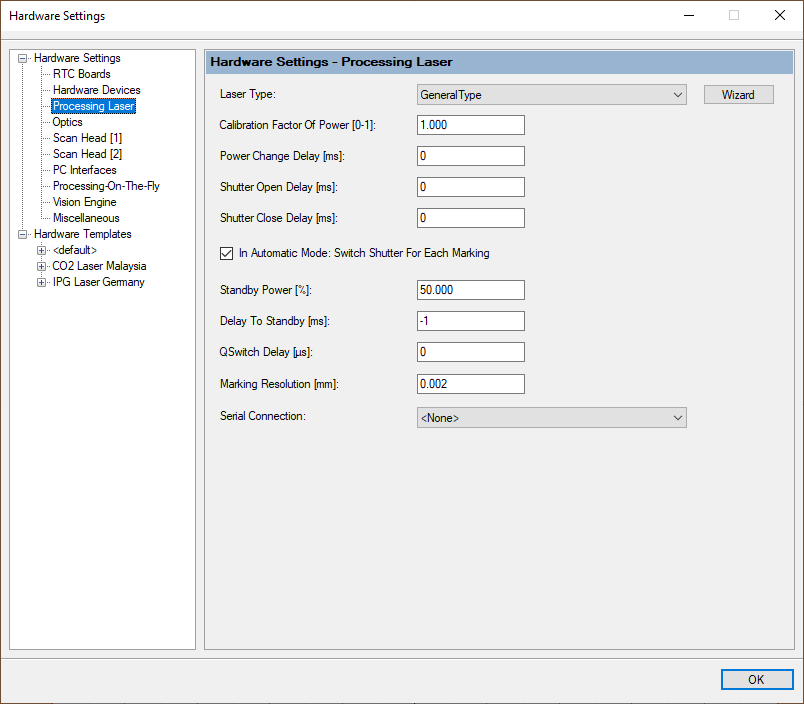 laserDESK-hardware-settings