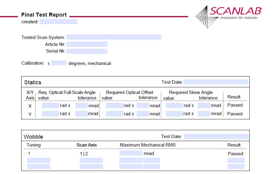 Digital Test Report SCANLAB
